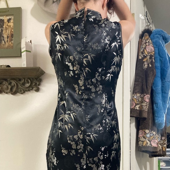 Vtg maxi floor length qipao keyhole neckline cheongsam dress - Picture 5 of 10